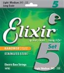 Elixir 14782 Nanoweb Stainless Steel 5-String Bass Set Front View